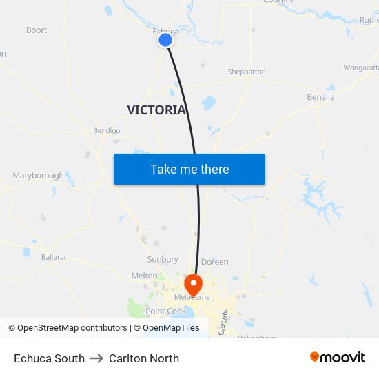 Echuca South to Carlton North map
