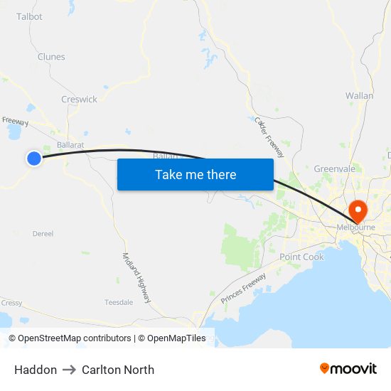 Haddon to Carlton North map