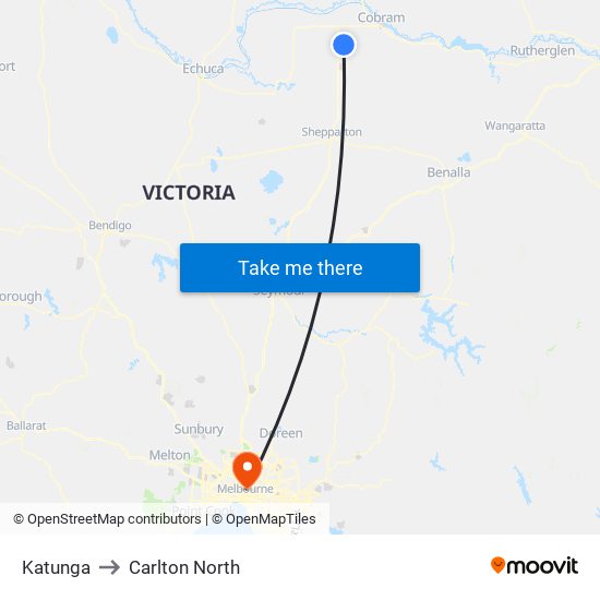 Katunga to Carlton North map