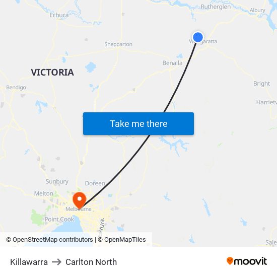 Killawarra to Carlton North map