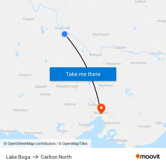 Lake Boga to Carlton North map