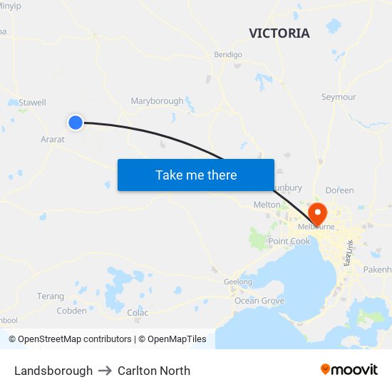 Landsborough to Carlton North map