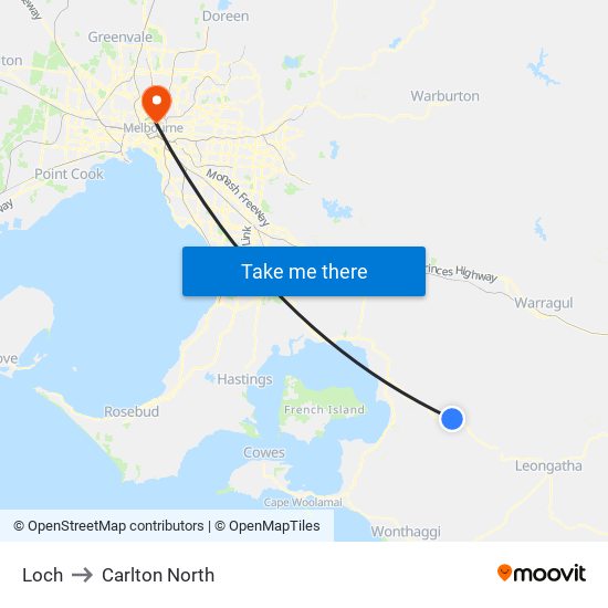 Loch to Carlton North map