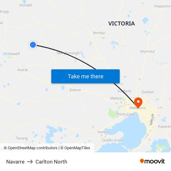 Navarre to Carlton North map