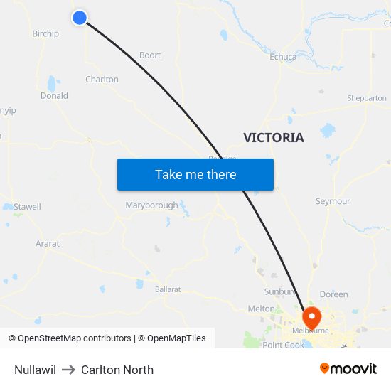 Nullawil to Carlton North map
