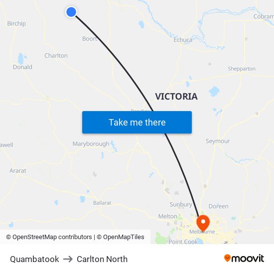 Quambatook to Carlton North map