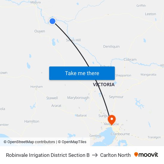 Robinvale Irrigation District Section B to Carlton North map