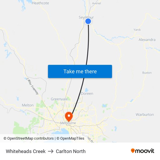 Whiteheads Creek to Carlton North map