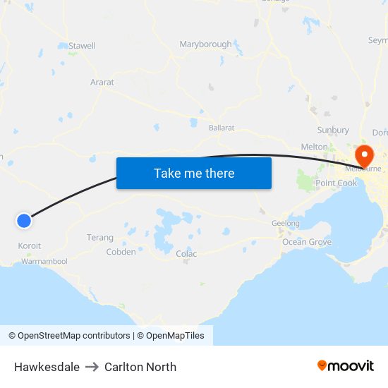 Hawkesdale to Carlton North map