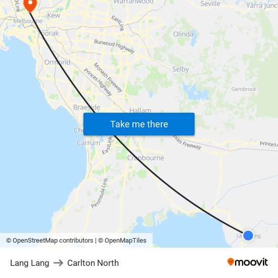 Lang Lang to Carlton North map