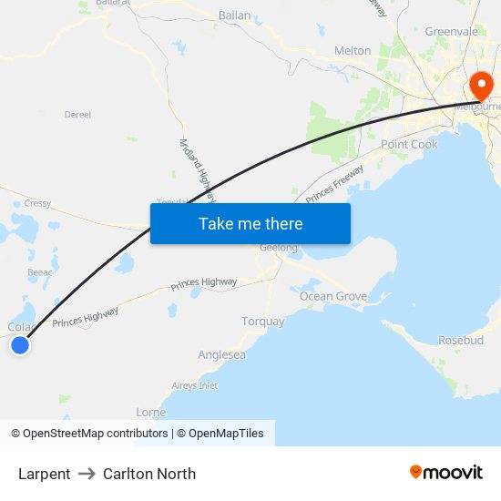 Larpent to Carlton North map