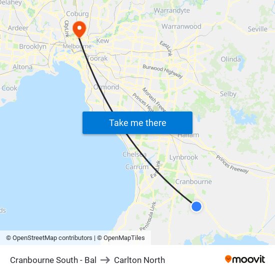 Cranbourne South - Bal to Carlton North map