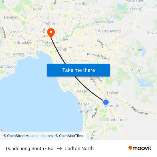 Dandenong South - Bal to Carlton North map