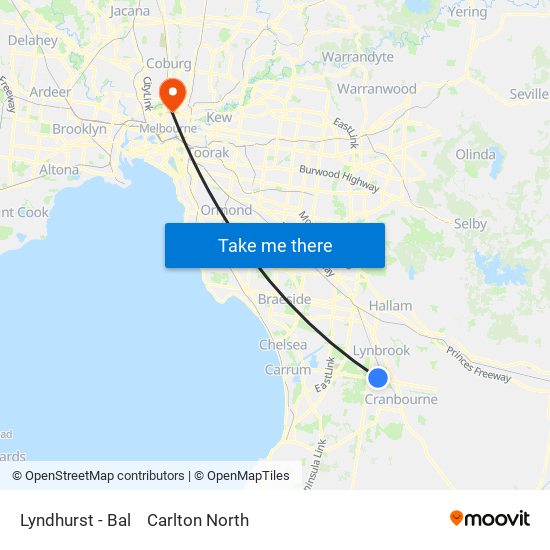 Lyndhurst - Bal to Carlton North map