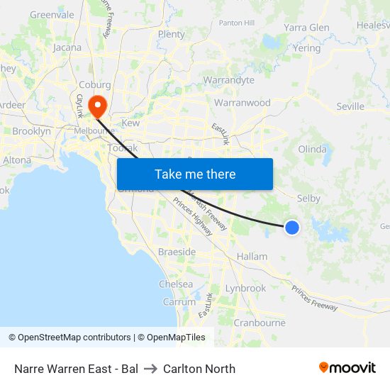 Narre Warren East - Bal to Carlton North map