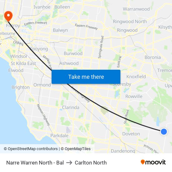 Narre Warren North - Bal to Carlton North map