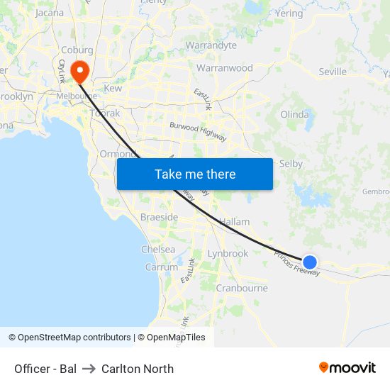 Officer - Bal to Carlton North map