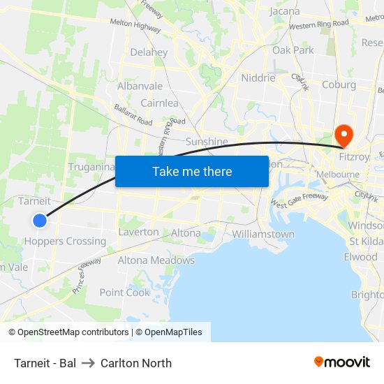 Tarneit - Bal to Carlton North map