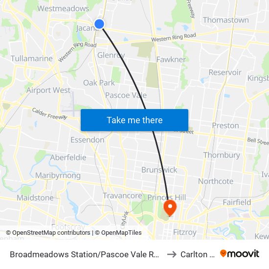 Broadmeadows Station/Pascoe Vale Rd (Broadmeadows) to Carlton North map