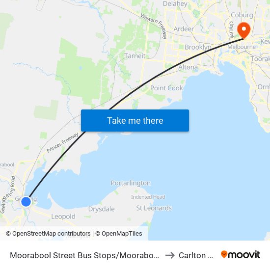 Moorabool Street Bus Stops/Moorabool St (Geelong) to Carlton North map