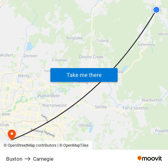 Buxton to Carnegie map