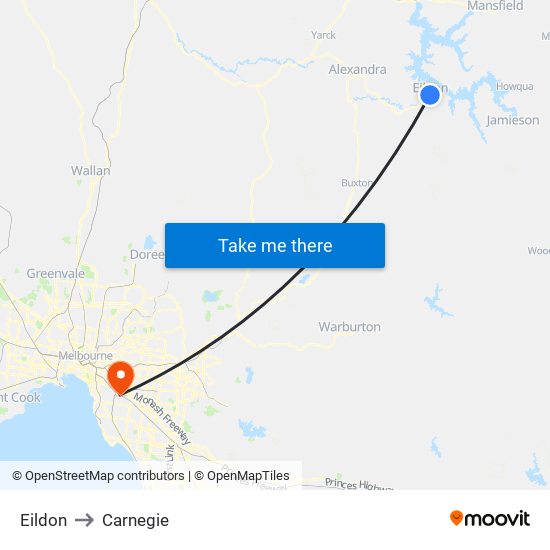 Eildon to Carnegie map