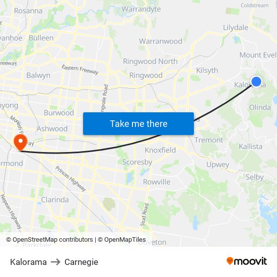 Kalorama to Carnegie map