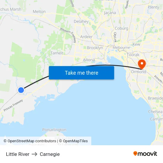 Little River to Carnegie map
