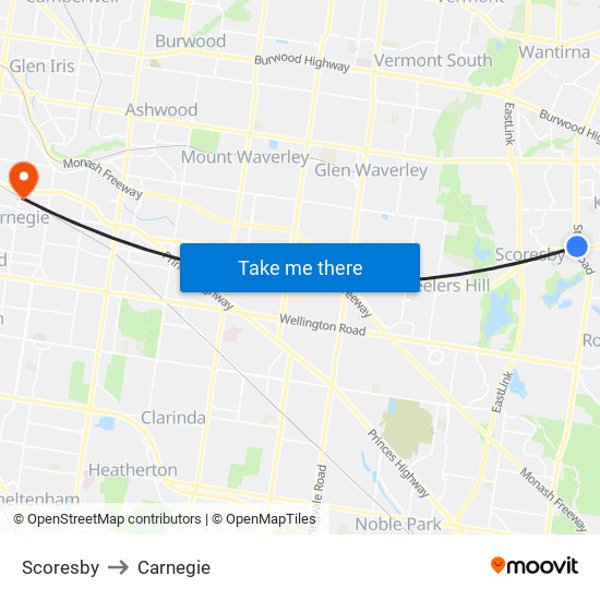 Scoresby to Carnegie map