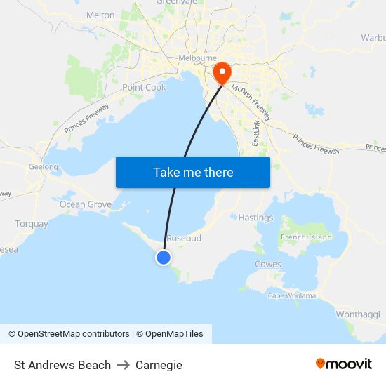 St Andrews Beach to Carnegie map