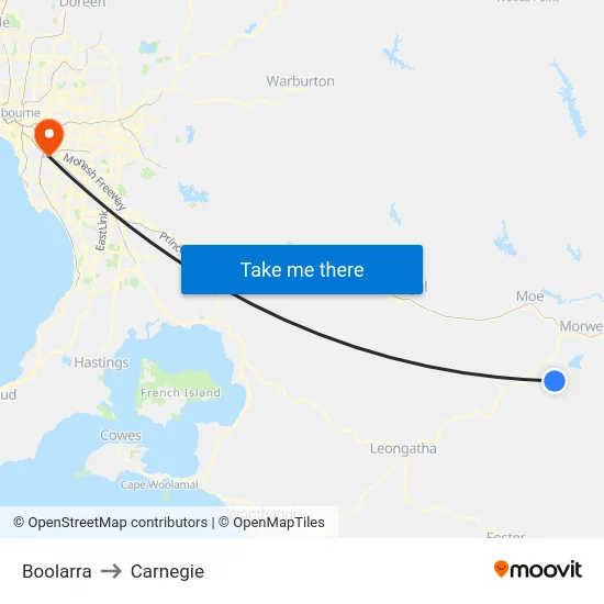 Boolarra to Carnegie map
