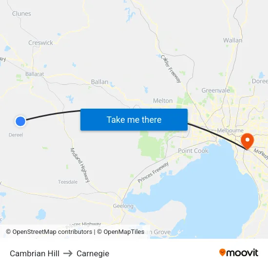 Cambrian Hill to Carnegie map