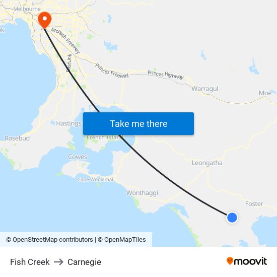 Fish Creek to Carnegie map