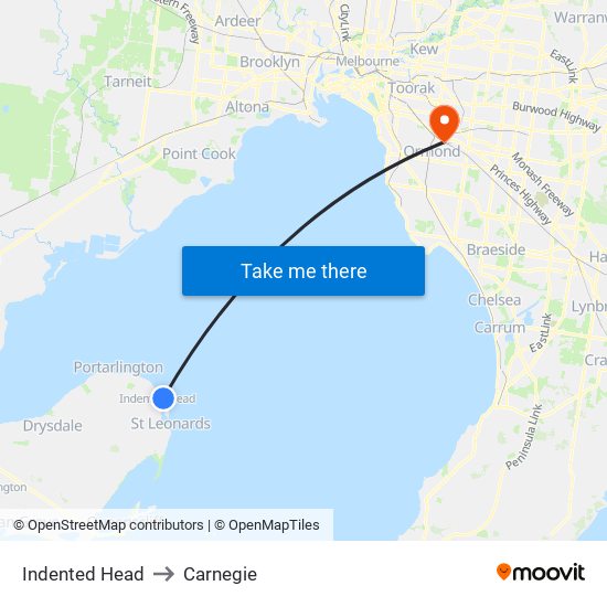 Indented Head to Carnegie map