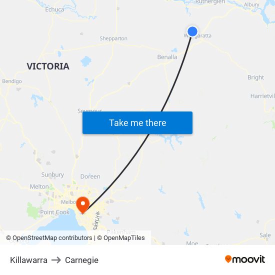 Killawarra to Carnegie map