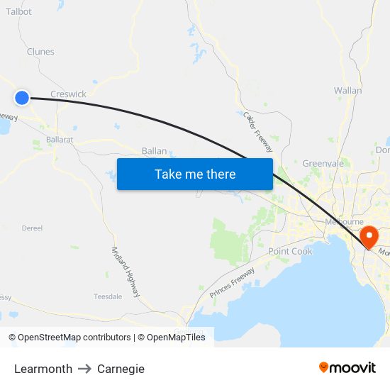 Learmonth to Carnegie map