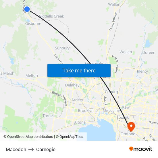 Macedon to Carnegie map