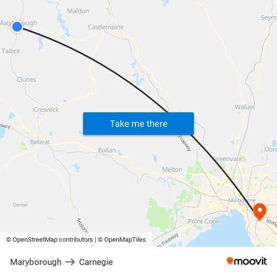 Maryborough to Carnegie map