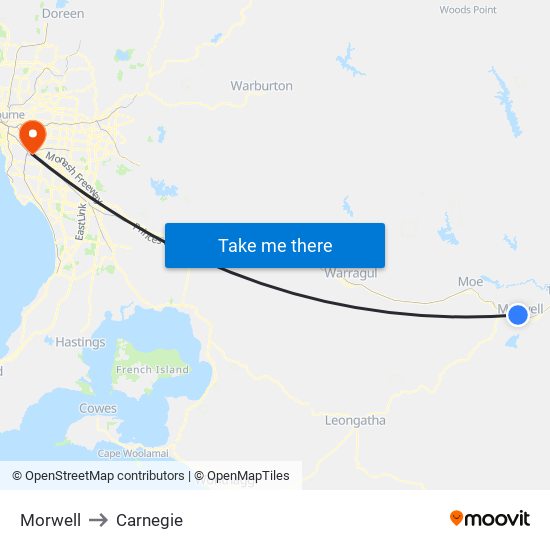 Morwell to Carnegie map