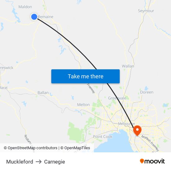 Muckleford to Carnegie map