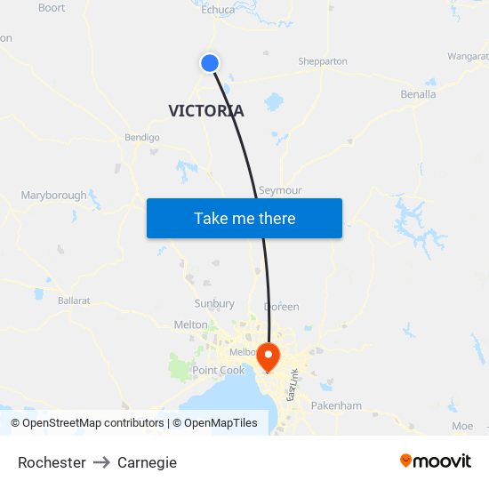 Rochester to Carnegie map