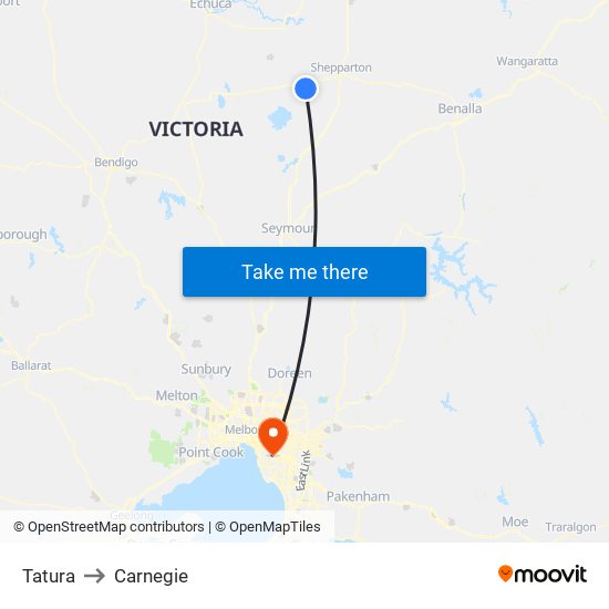 Tatura to Carnegie map