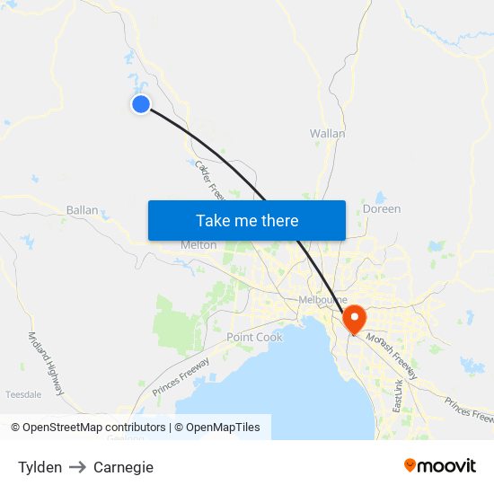 Tylden to Carnegie map