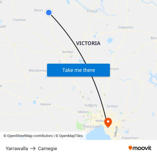 Yarrawalla to Carnegie map