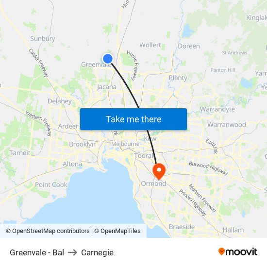 Greenvale - Bal to Carnegie map