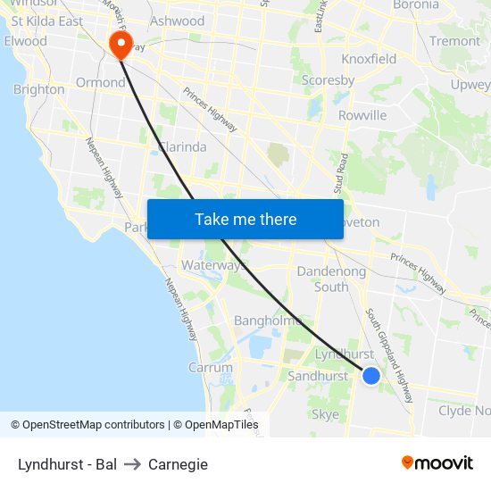 Lyndhurst - Bal to Carnegie map