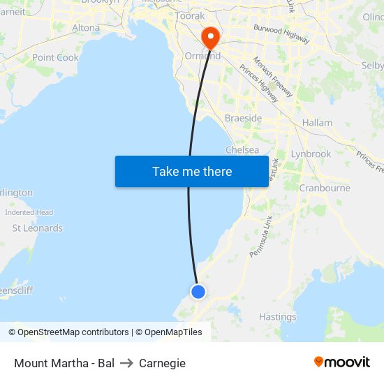 Mount Martha - Bal to Carnegie map