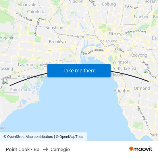 Point Cook - Bal to Carnegie map