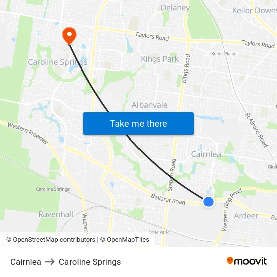 Cairnlea to Caroline Springs map