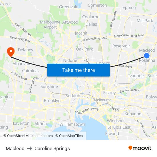 Macleod to Caroline Springs map